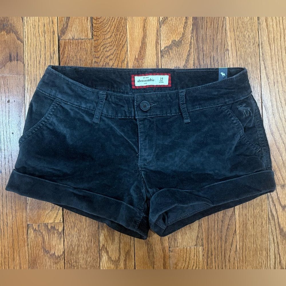 Abercrombie Kids Black Corduroy Cuffed Shorts Girls Size 14 NWT